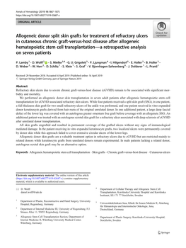 Allogeneic Donor Split Skin Grafts for Treatment of Refractory Ulcers In