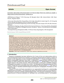 Eocene-Miocene Stratigraphy of The