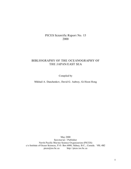 PICES Scientific Report No. 13 2000 BIBLIOGRAPHY of THE