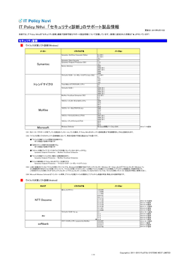 IT Policy N@Vi 「セキュリティ診断」のサポート製品情報 更新日：2015年8月15日