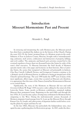 Introduction Missouri Mormonism: Past and Present