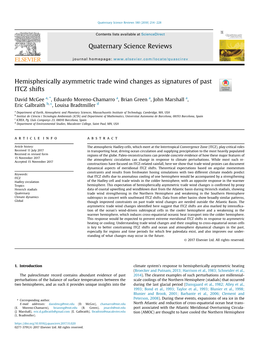 Hemispherically Asymmetric Trade Wind Changes As Signatures of Past ITCZ Shifts