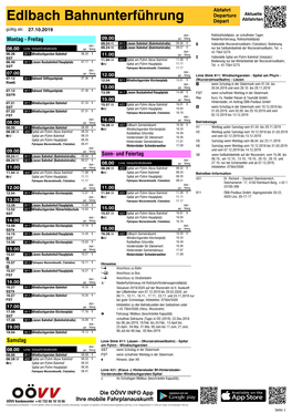 Edlbach Bahnunterführung Départ Abfahrten Gültig Ab: 27.10.2019 0 0