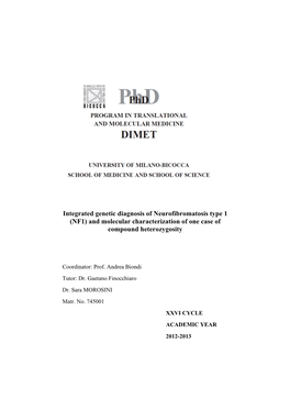 Integrated Genetic Diagnosis of Neurofibromatosis Type 1 (NF1) and Molecular Characterization of One Case of Compound Heterozygosity