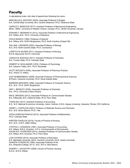 Faculty in Alphabetical Order, with Date of Appointment Following the Name