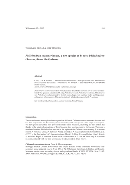 Philodendron Scottmorianum, a New Species of P. Sect. Philodendron (Araceae) from the Guianas