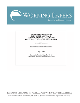 Intangible Assets and National Income Accounting: Measuring a Scientific Revolution