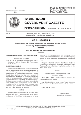 Tamil Nadu Government Gazette Extraordinary