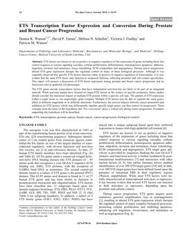 ETS Transcription Factor Expression and Conversion During Prostate and Breast Cancer Progression