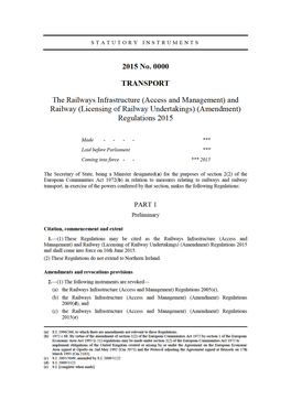 (Licensing of Railway Undertakings) (Amendment) Regulations 2015