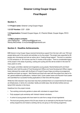 Greener Living Coupar Angus Final Report