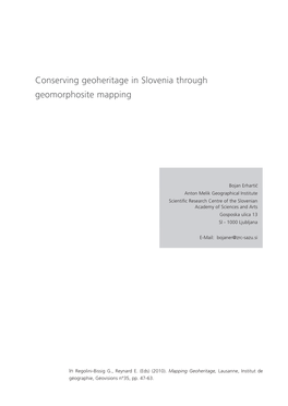 Conserving Geoheritage in Slovenia Through Geomorphosite Mapping