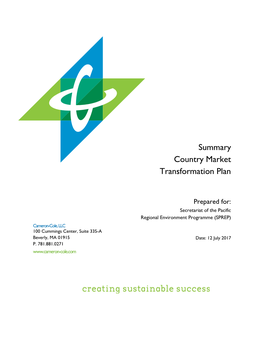 Summary Country Market Transformation Plan
