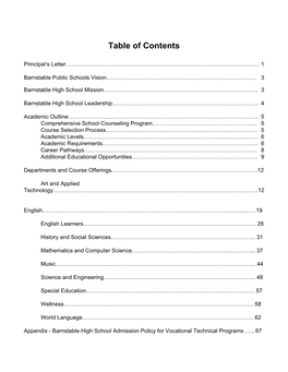 Table of Contents