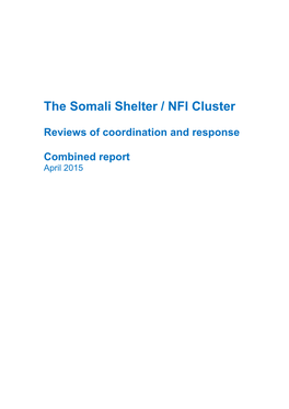 The Somali Shelter / NFI Cluster