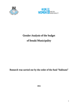 Gender Analysis of the Budget of Senaki Municipality