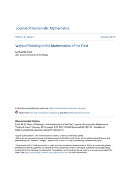 Ways of Relating to the Mathematics of the Past