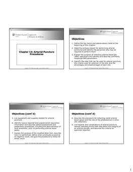 Arterial Puncture Procedures Chapter 14