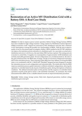 Restoration of an Active MV Distribution Grid with a Battery ESS: a Real Case Study