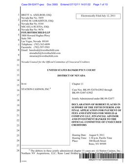 Station Flachs Declaration ISO Moelis 5Th and Final Fee App.DOC