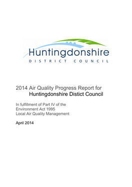 2014 Air Quality Progress Report for Huntingdonshire Distict Council