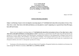 F. No. 7/6/2021-DGTR Government of India Ministry of Commerce & Industry Directorate General of Trade Remedies Jeevan Tara Building, New Delhi-110001