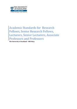 Academic Standards for Research Fellows, Senior Research Fellows