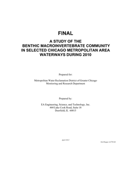 MWRD 2010 Chicago Waterways Benthic Report