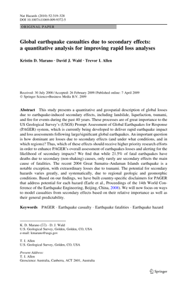 Global Earthquake Casualties Due to Secondary Effects: a Quantitative Analysis for Improving Rapid Loss Analyses