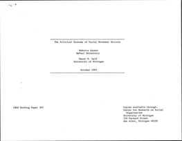 CRSO Working Paper 303 the Political Economy of Social Movement Sectors Roberta Garner Depaul University Mayer N. Zald Universit