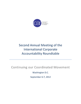 Second Annual Meeting of the International Corporate Accountability Roundtable