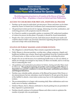 Detailed Liturgical Norms for Yellow Phase with Gradual Re-Opening