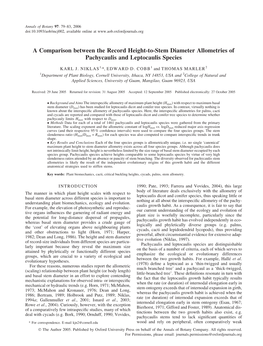 A Comparison Between the Record Height-To-Stem Diameter Allometries of Pachycaulis and Leptocaulis Species