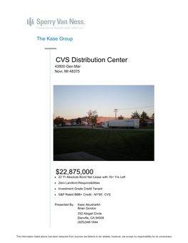 CVS Distribution Center $22,875,000