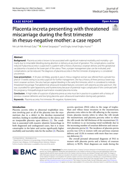 Placenta Increta Presenting with Threatened Miscarriage During The