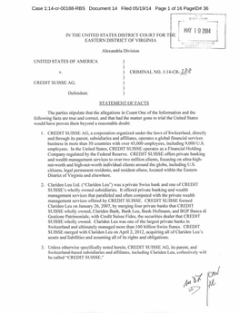 Case 1:14-Cr-00188-RBS Document 14 Filed 05/19/14 Page 1 of 16 Pageid# 36 I Fn the UNITED STATES DISTRICT COURT for Tt EASTERN DISTRICT of VIRGIN IA
