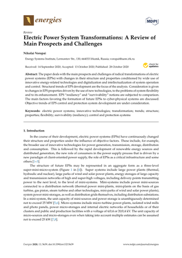 Electric Power System Transformations: a Review of Main Prospects and Challenges