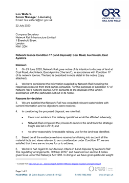 C17 Land Disposal Notice- Coal Road, Auchinleck, East Ayrhsire 22 July 2020