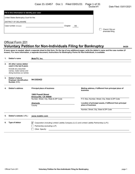 Voluntary Petition for Non-Individuals Filing for Bankruptcy 04/20 If More Space Is Needed, Attach a Separate Sheet to This Form