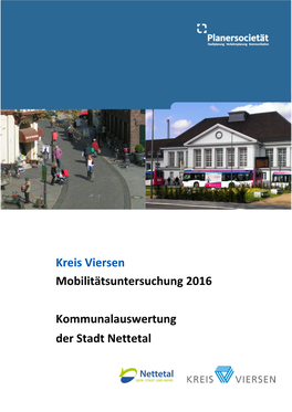 Kreis Viersen Mobilitätsuntersuchung 2016 Kommunalauswertung Der Stadt Nettetal