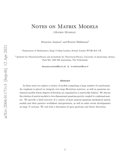 Notes on Matrix Models (Matrix Musings)