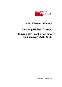 (Westf.) Siedlungsflächen-Konzept Kommunaler Fachbeitrag Zum