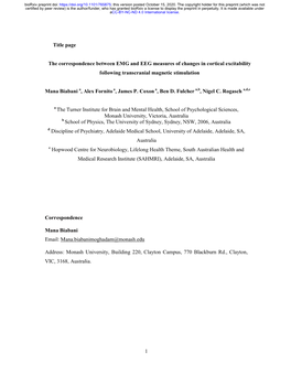 The Correspondence Between EMG and EEG Measures of Changes in Cortical Excitability Following Transcranial Magnetic Stimulation