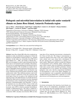 Pedogenic and Microbial Interrelation in Initial Soils Under Semiarid Climate on James Ross Island, Antarctic Peninsula Region