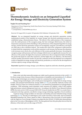 Thermodynamic Analysis on an Integrated Liquefied Air Energy