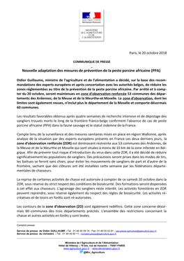 Nouvelle Adaptation Des Mesures De Prévention De La Peste Porcine Africaine (PPA)