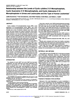 Relationship Between the Levels of Cyclic Cytidine 3':5'-Monophosphate