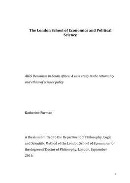 The London School of Economics and Political Science AIDS Denialism In