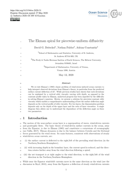 The Ekman Spiral for Piecewise-Uniform Diffusivity