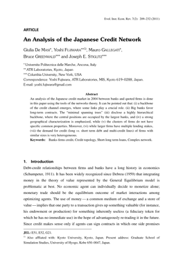 An Analysis of the Japanese Credit Network